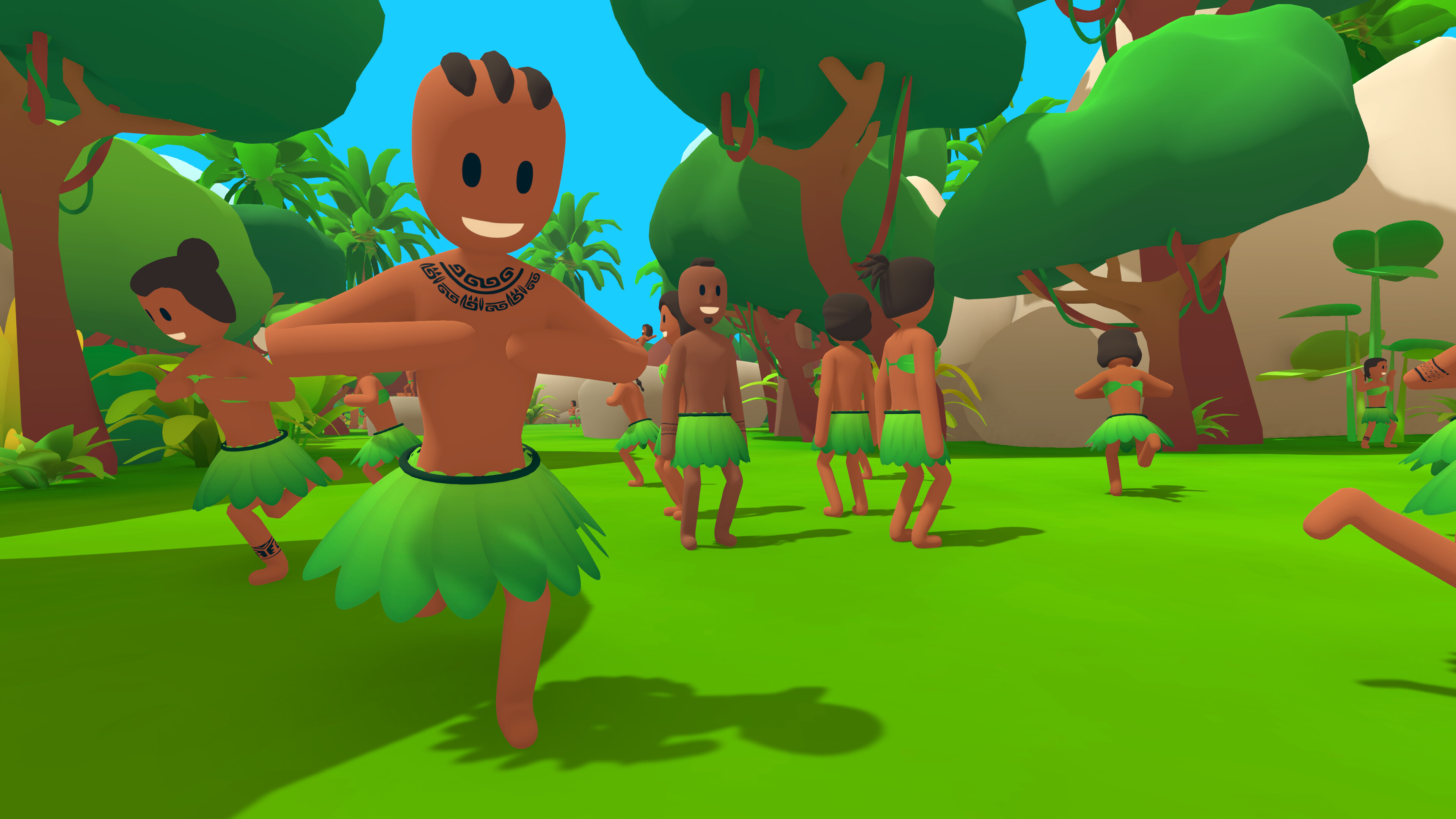 Personajes del videojuego en una selva