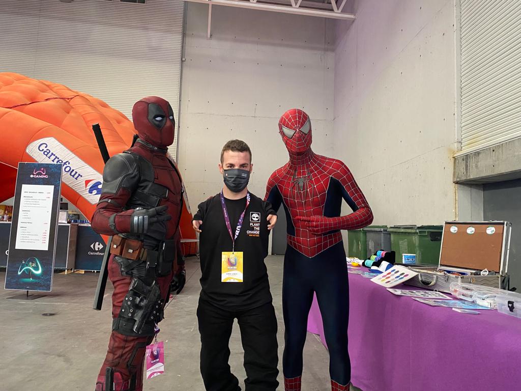 Deadpool, Kike García (Nemo) y Spiderman